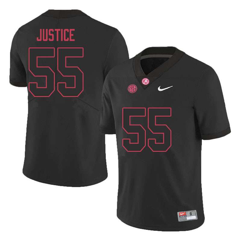 Alabama Crimson Tide Men's Kevin Justice #55 Black NCAA Nike Authentic Stitched 2020 College Football Jersey NX16G12UI